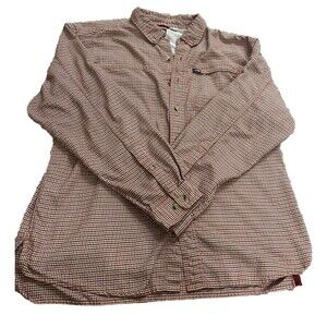 North Face Flannel Hiking Shirt Loose Large Plaid Button Down Roll Tab Sleeve